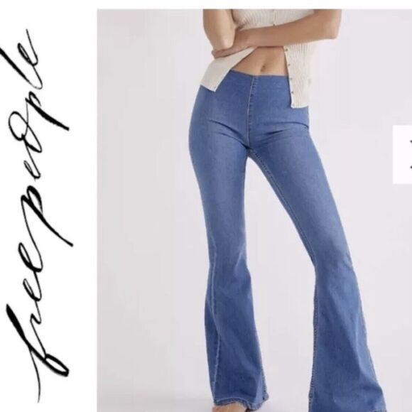 Free People Denim - Free People Penny Pull On Flare Leg Jeans Size 25 Medium Wash